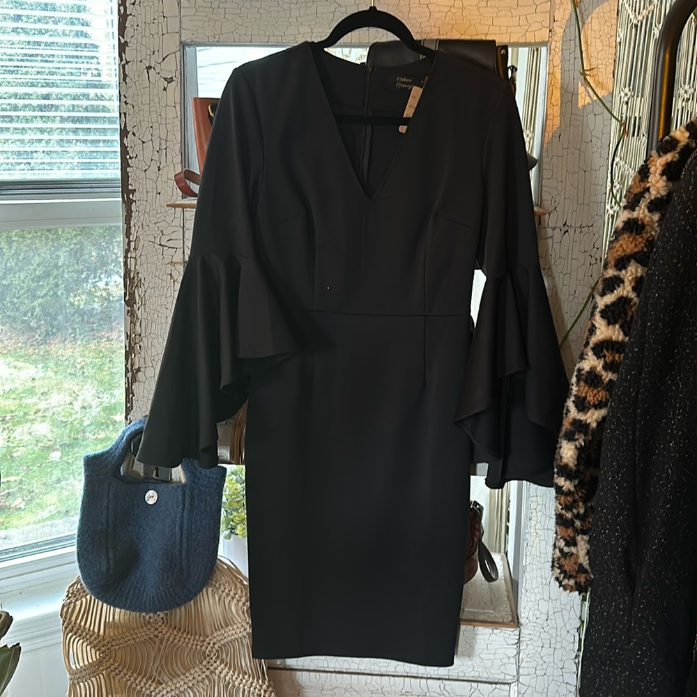 Black bell sleeves dress